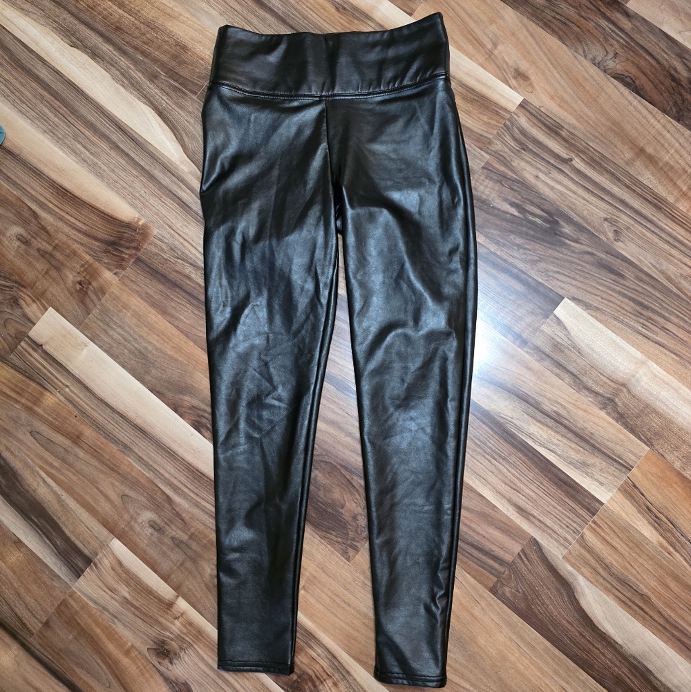 Vince Camuto Black Faux Leather Pull-On Leggings Moto Chic Edgy Concert Holiday